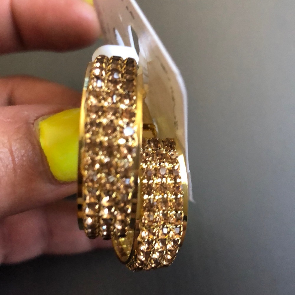 Small Gold Rhinestone Hoops - Picture 2 of 4